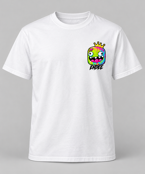 Endee Colour Chest Mascot T-Shirt — white