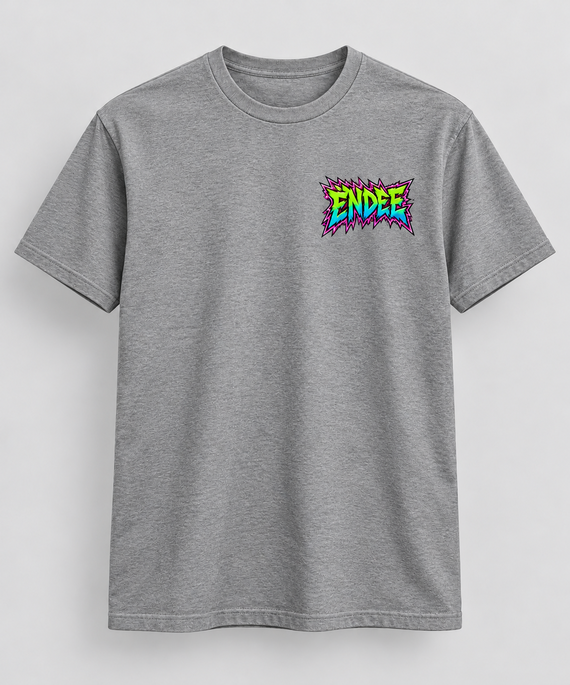 Endee Neon Chest Logo T-Shirt — grey