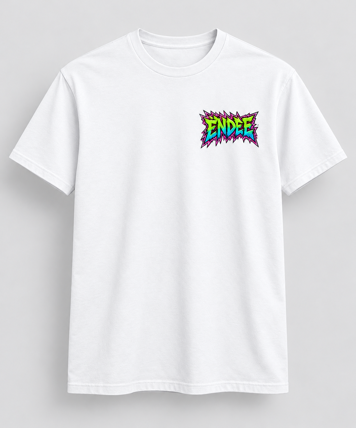 Endee Neon Chest Logo T-Shirt — white