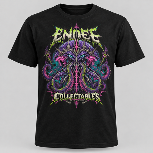 Abyss Crown neon graphic design on black Endee Collectables T-shirt