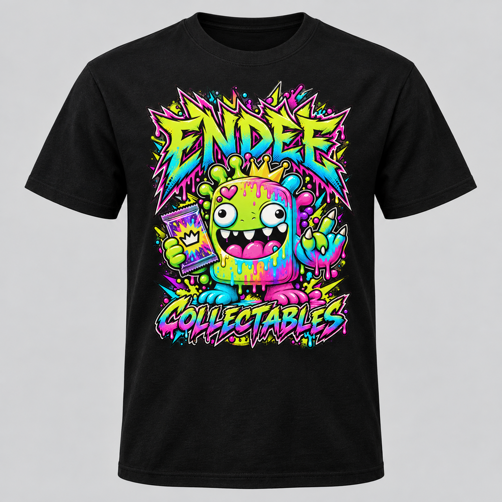 Endee Monster neon graphic design on black Endee Collectables T-shirt