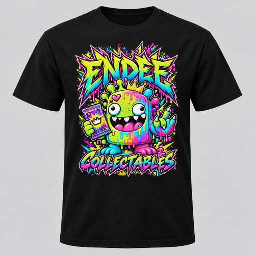Endee Monster neon graphic design on black Endee Collectables T-shirt
