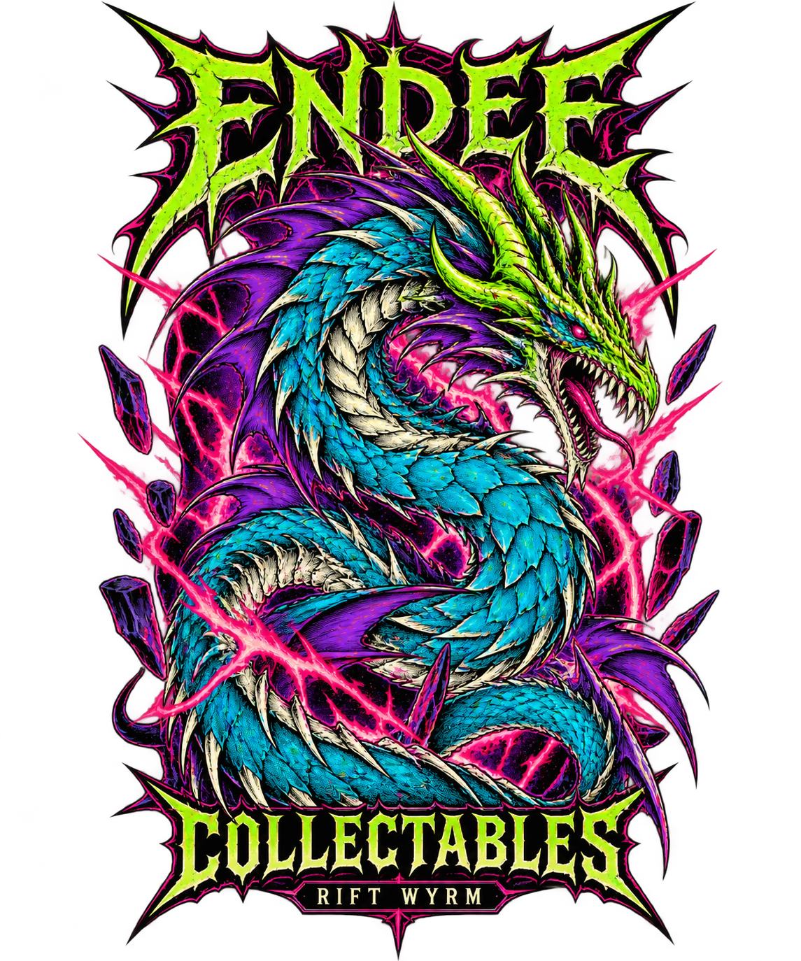 Rift Wyrm shirt design artwork on transparent background
