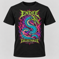 Rift Wyrm neon graphic design on black Endee Collectables T-shirt